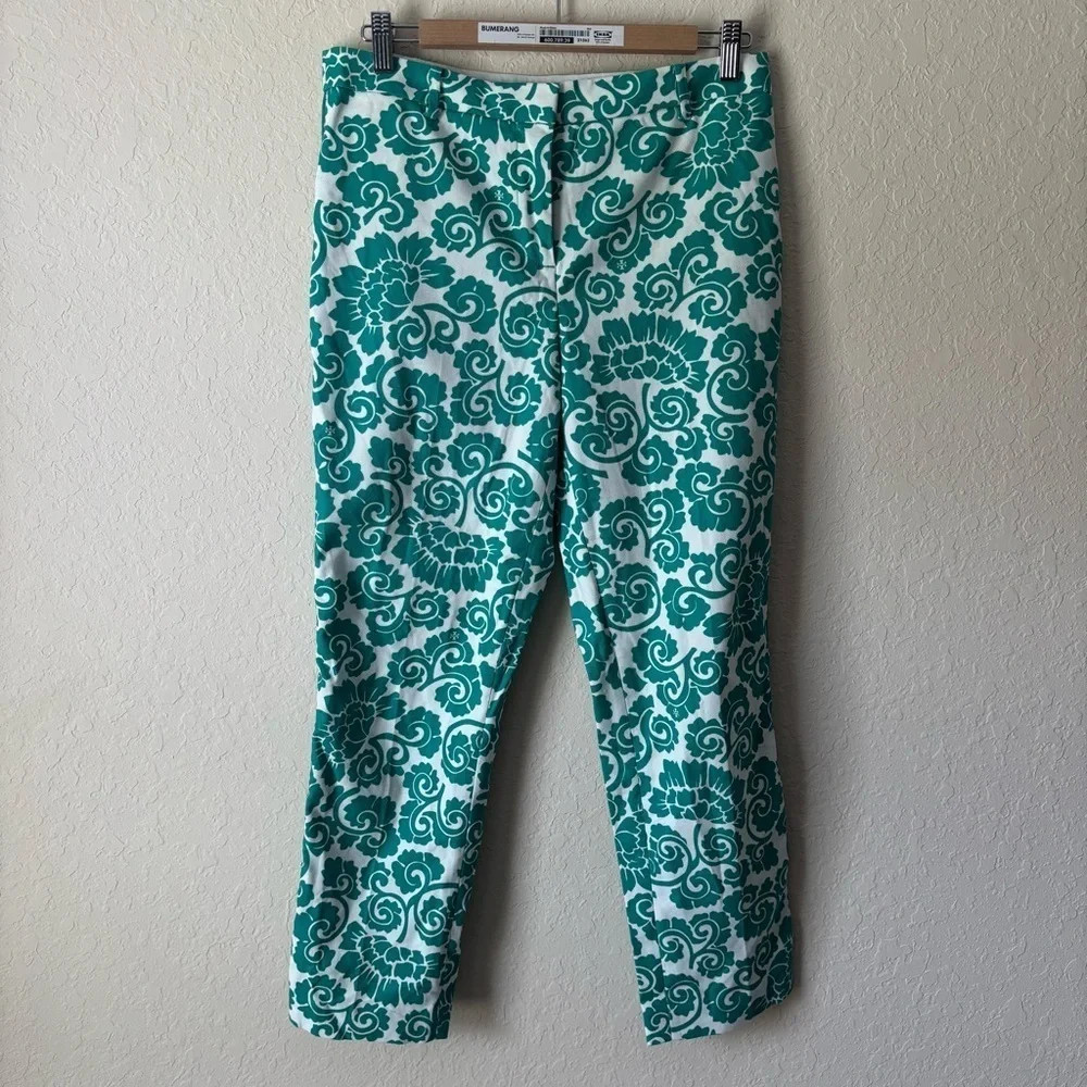 Tory Burch | Women's Floral Cotton Blend Stretch Cropped Ankle Pants Size 6